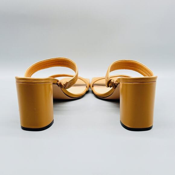 J CREW Sandals Womens 12 Beige Leather Mule Block Heel Square Toe Comfort Summer - Picture 7 of 12